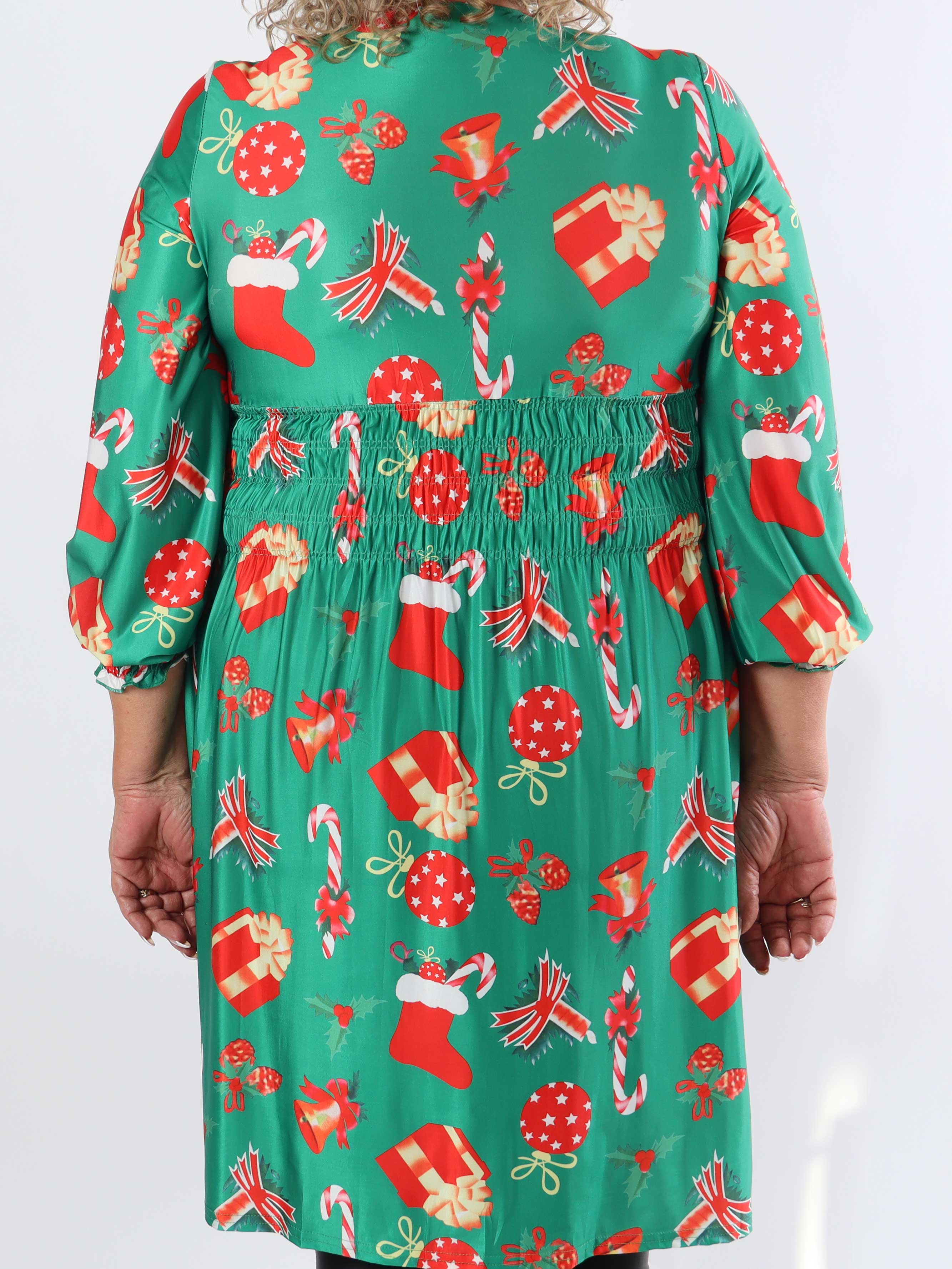 Pams Holiday Short L/S - Elastisk plus size-klänning med julmotiv